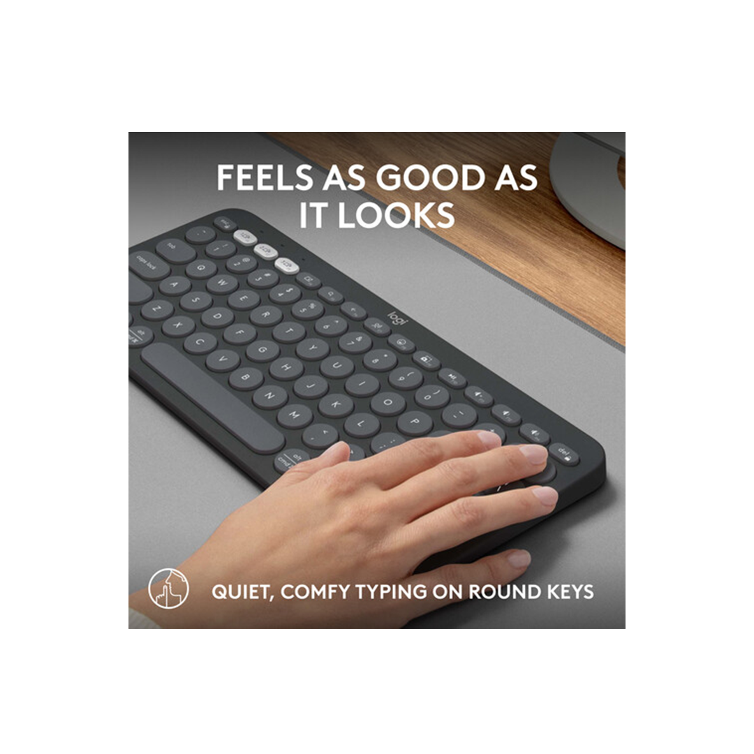 Logitech Pebble Keys 2 K380S Wireless Keyboard - Tonal Graphite in Qatar Logitech Pebble Keys 2 K380S Wireless Keyboard - Tonal Graphite in Qatar